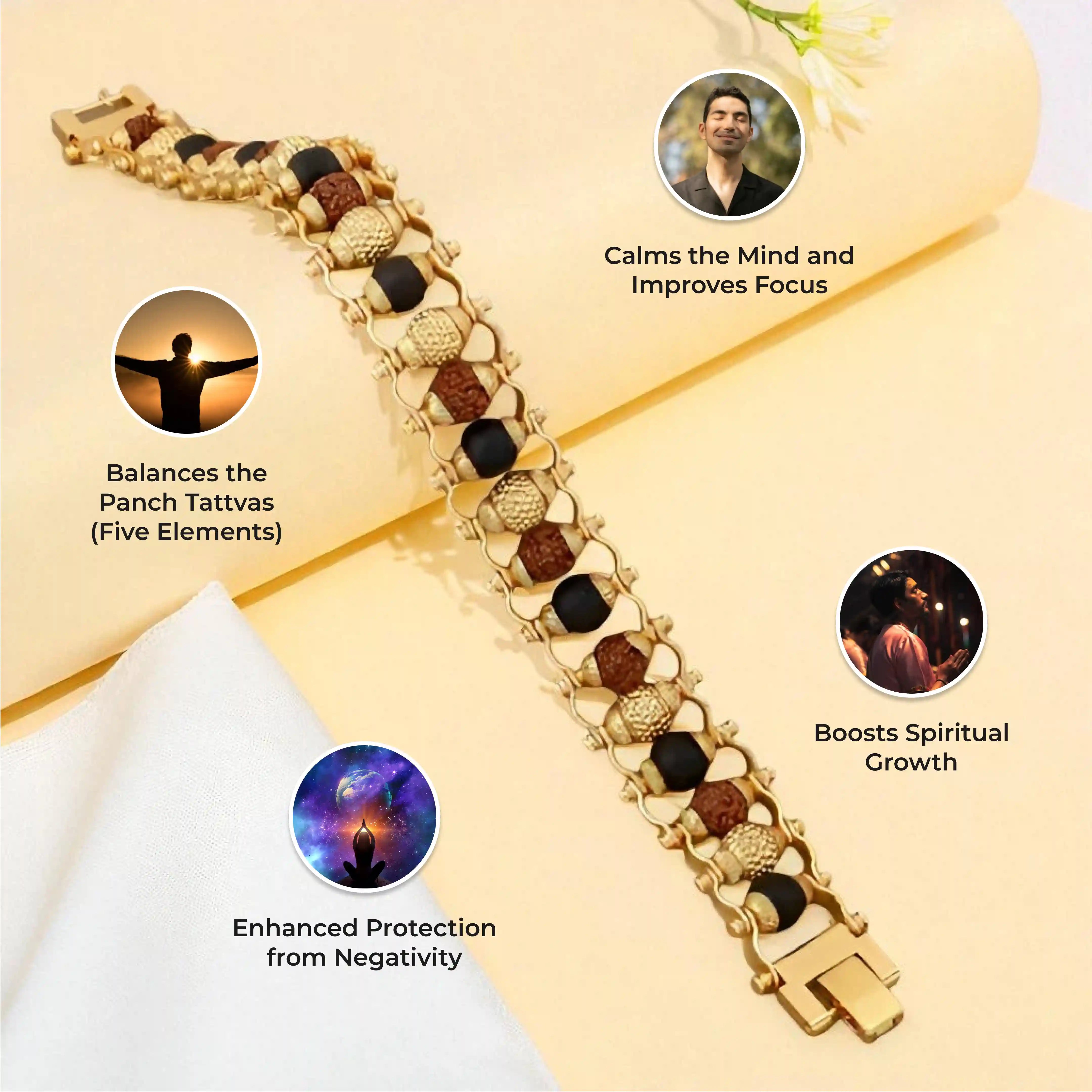 Gold Plated Karungali Rudraksha Bracelet
