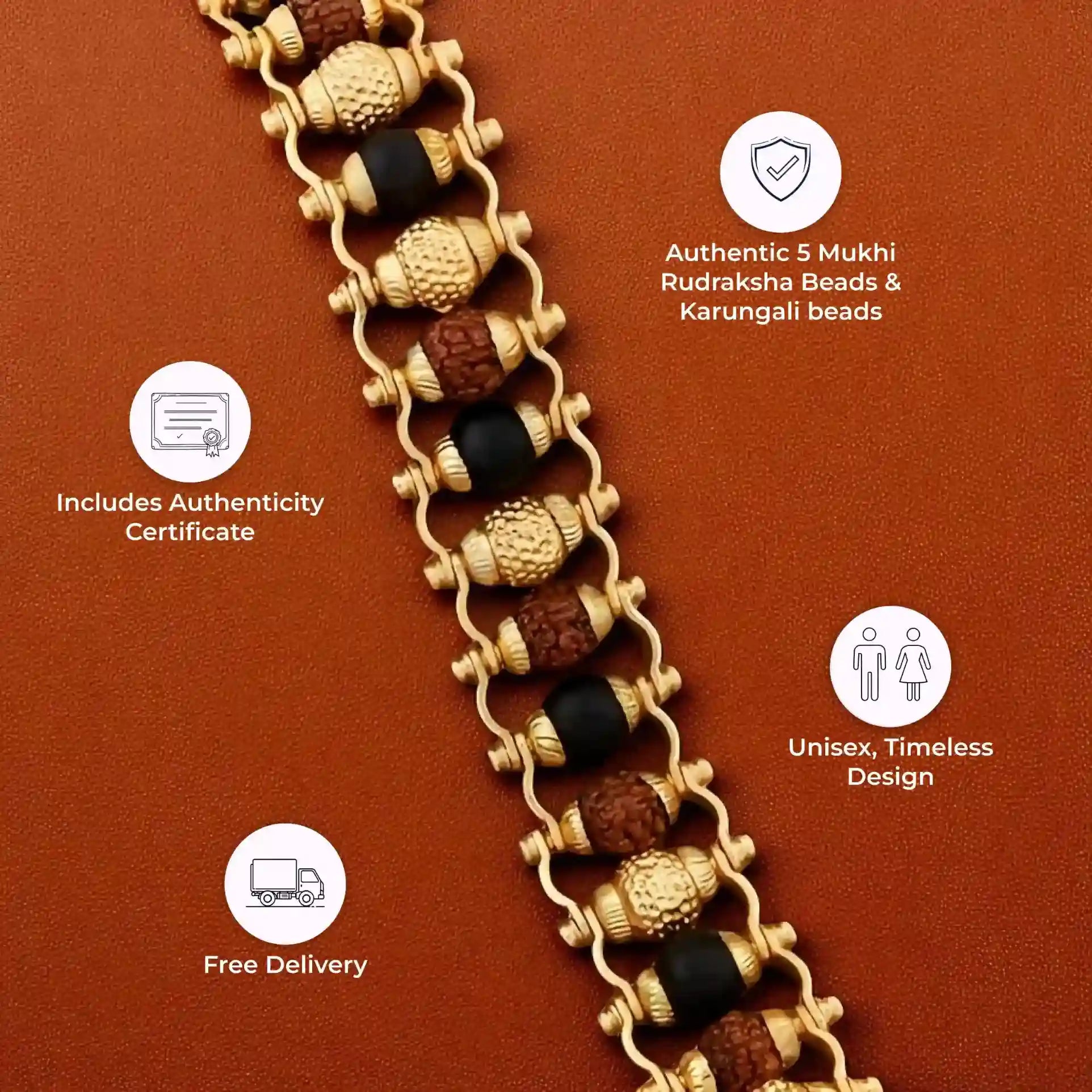 Gold Plated Karungali Rudraksha Bracelet