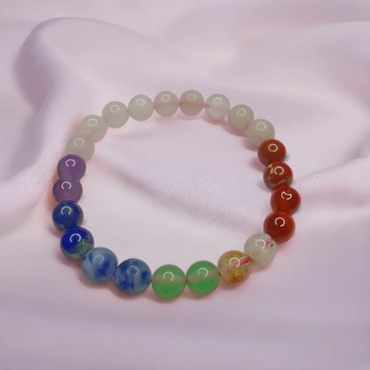 Seven Chakra Bracelet with Rose Quartz Astromudra