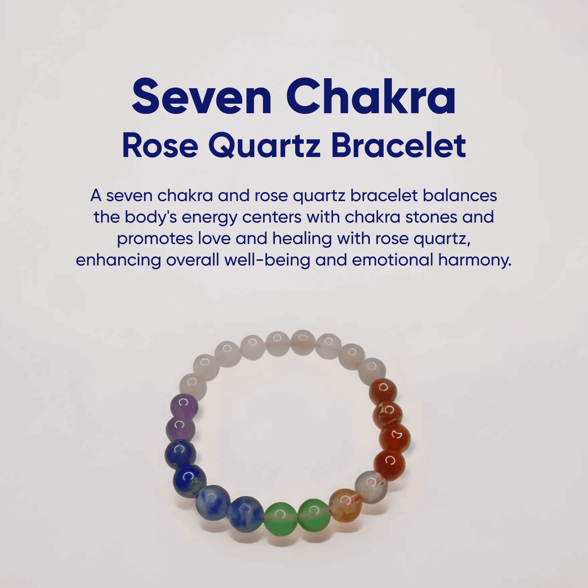 Seven Chakra Bracelet with Rose Quartz