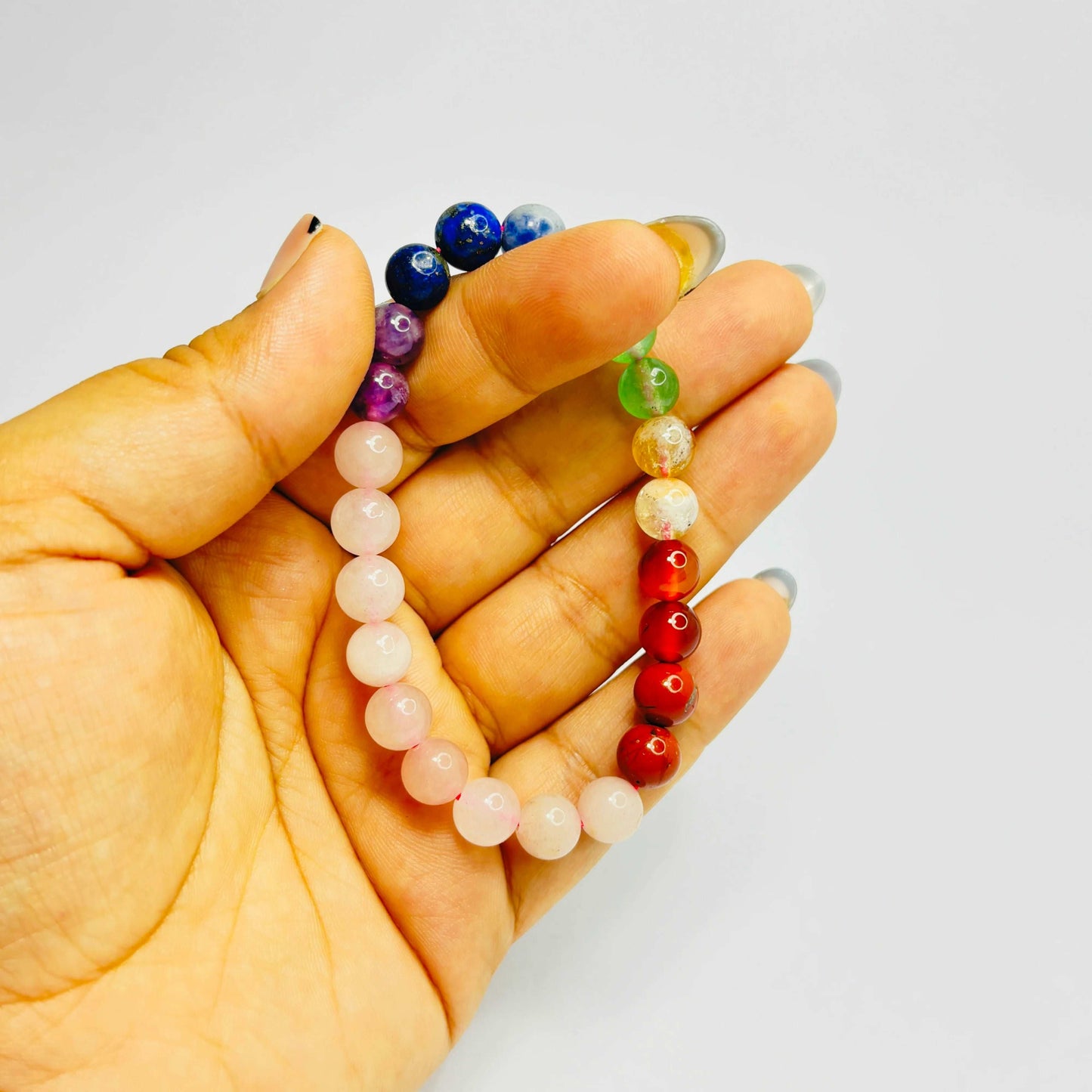 Seven Chakra Bracelet with Rose Quartz