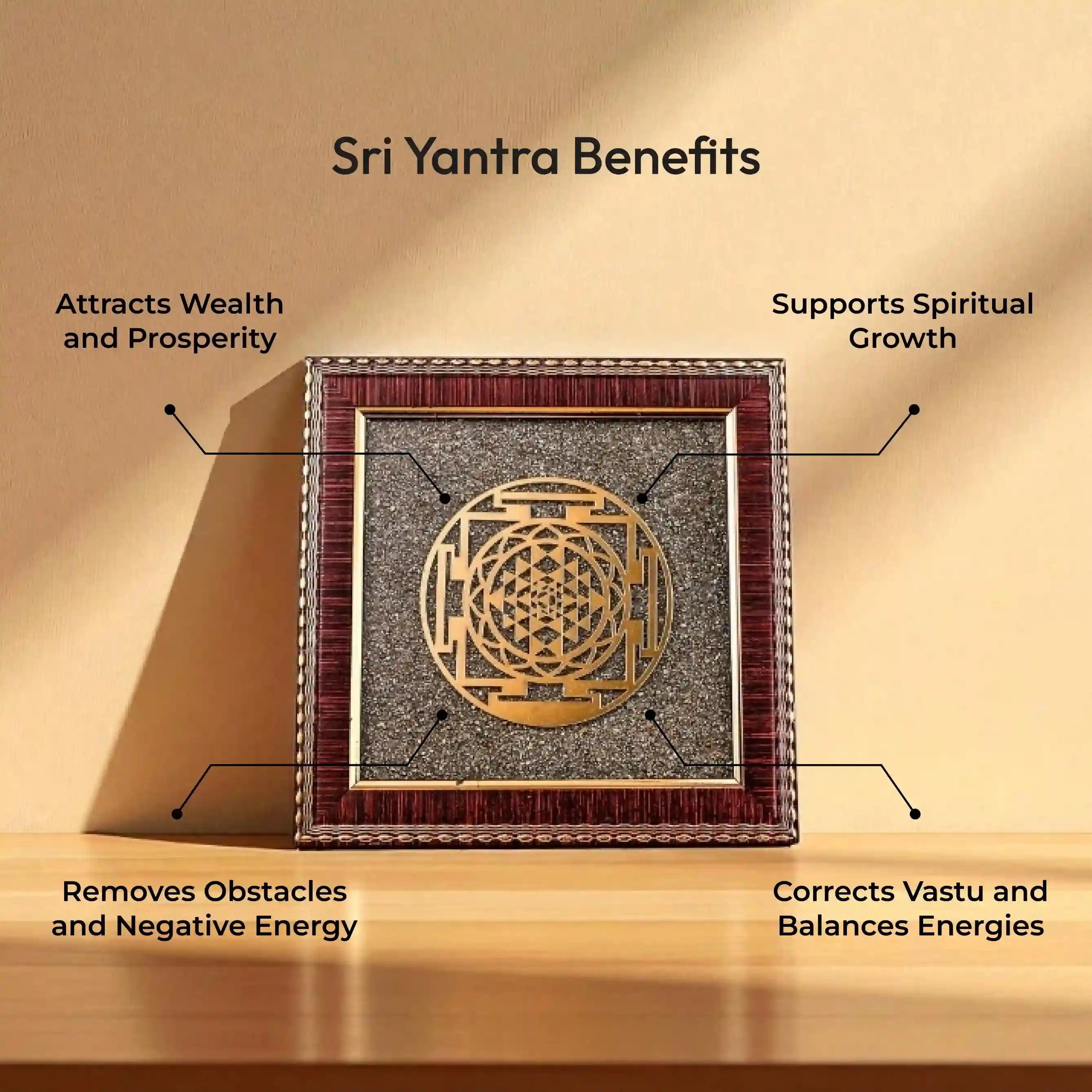 Sri Yantra On Raw Pyrite Frame
