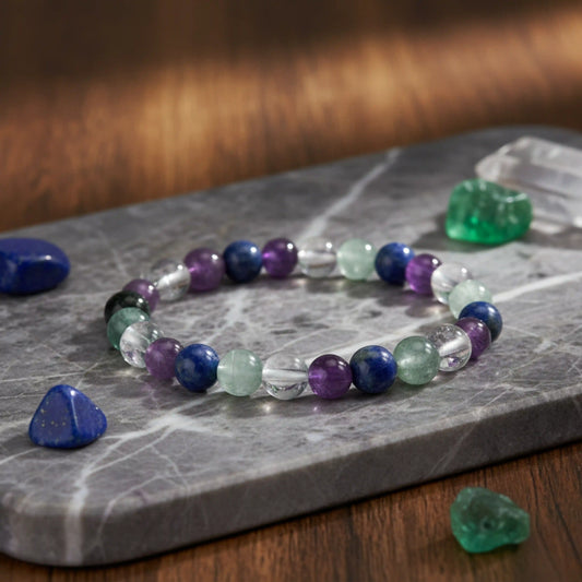 Bracelet for Students - Fluorite, Sodalite, Amethyst & Clear Quartz