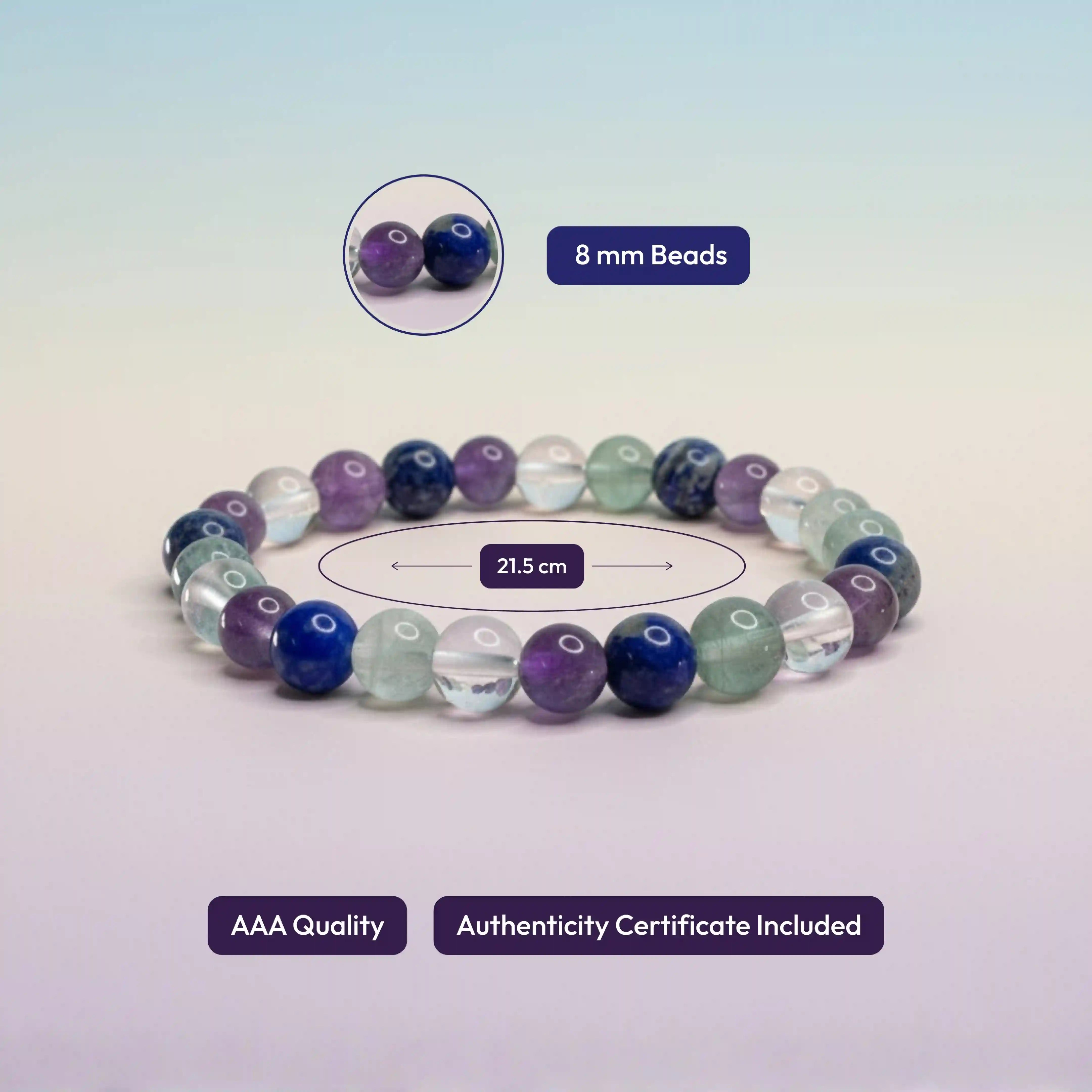 Bracelet for Students - Fluorite, Sodalite, Amethyst & Clear Quartz