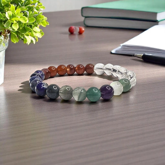 Study Bracelet - Sodalite, Fluorite, Carnelian & Clear Quartz