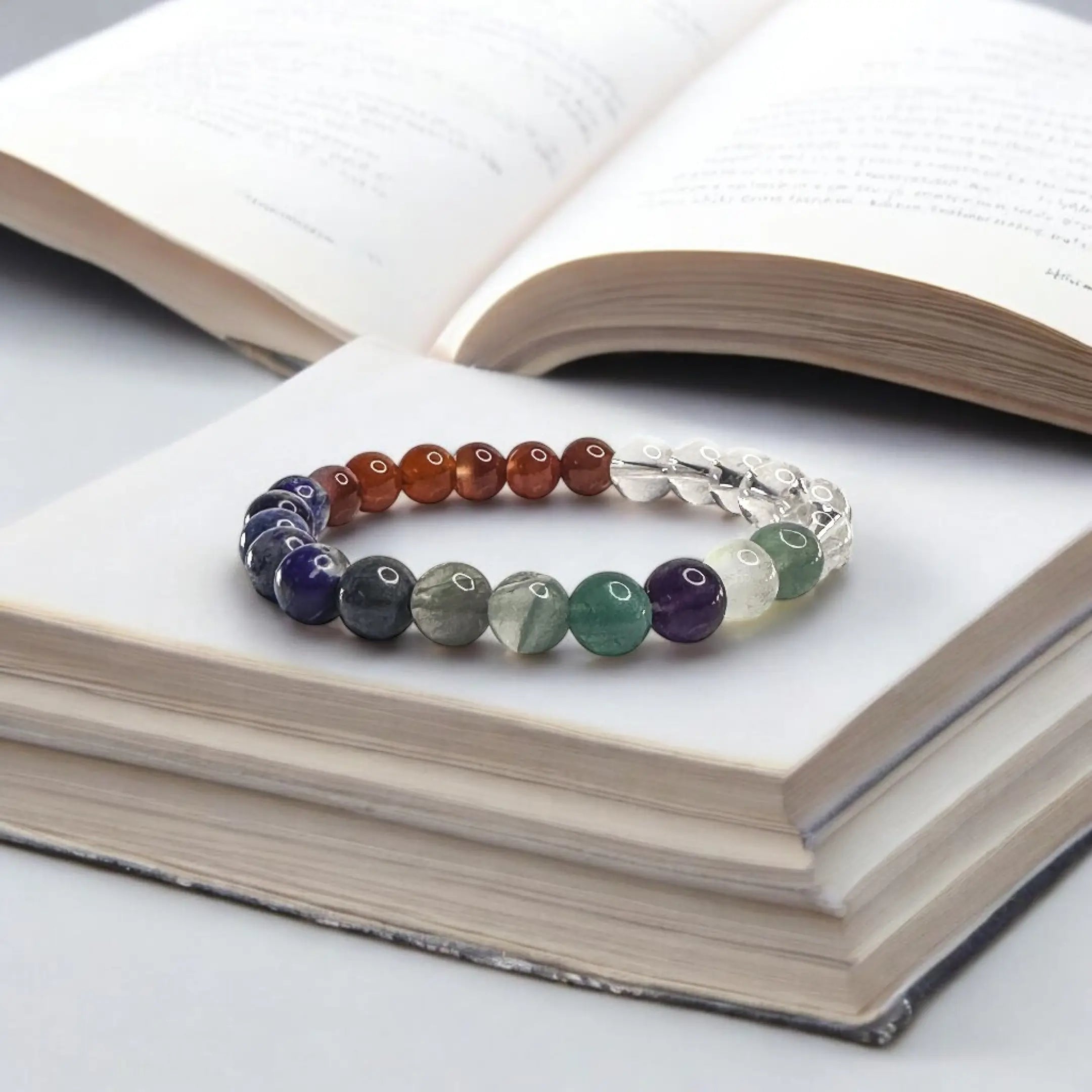 Study Bracelet - Sodalite, Fluorite, Carnelian & Clear Quartz