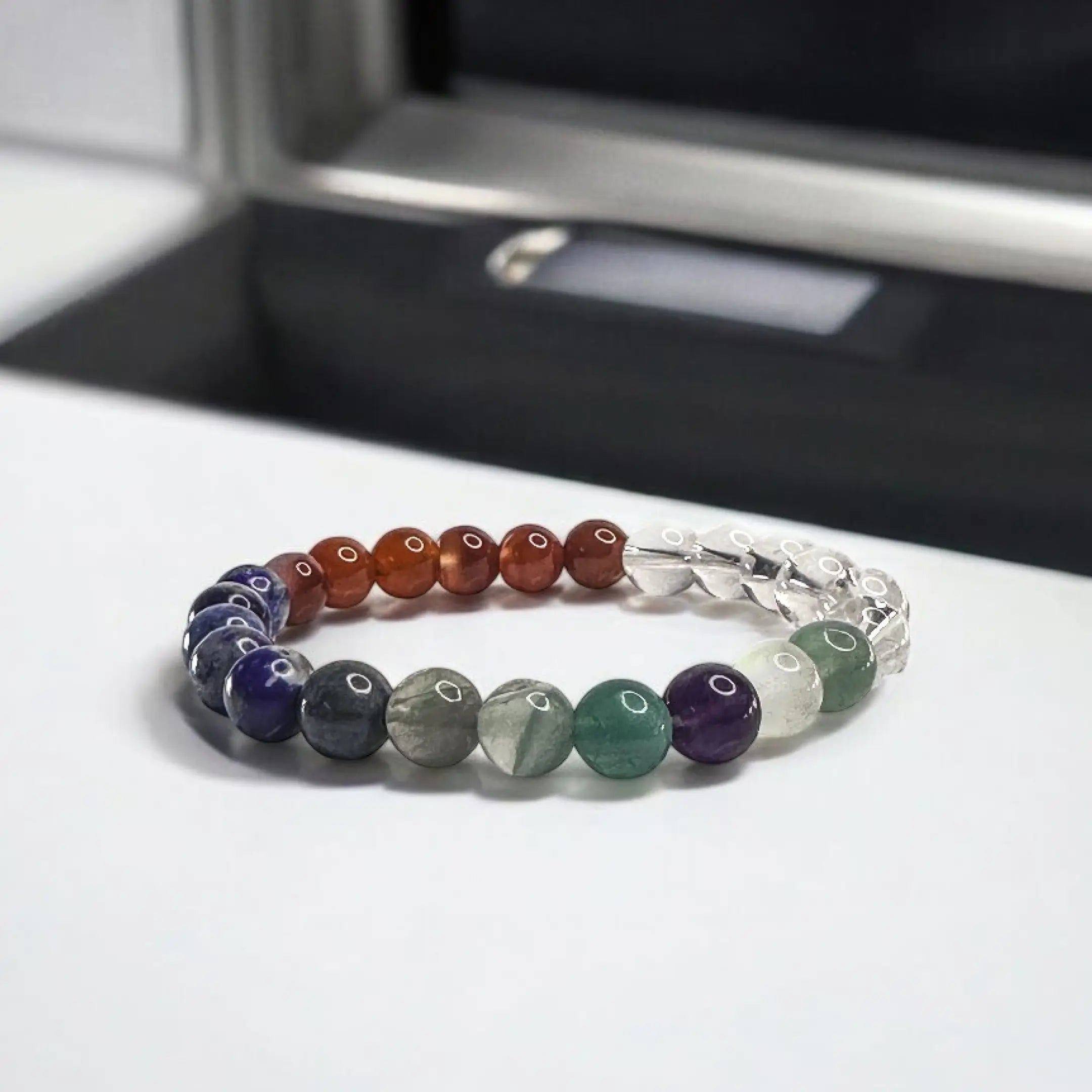 Study Bracelet - Sodalite, Fluorite, Carnelian & Clear Quartz