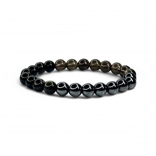 Triple Protection Bracelet with Smoky Quartz, Black Obsidian & Hematite