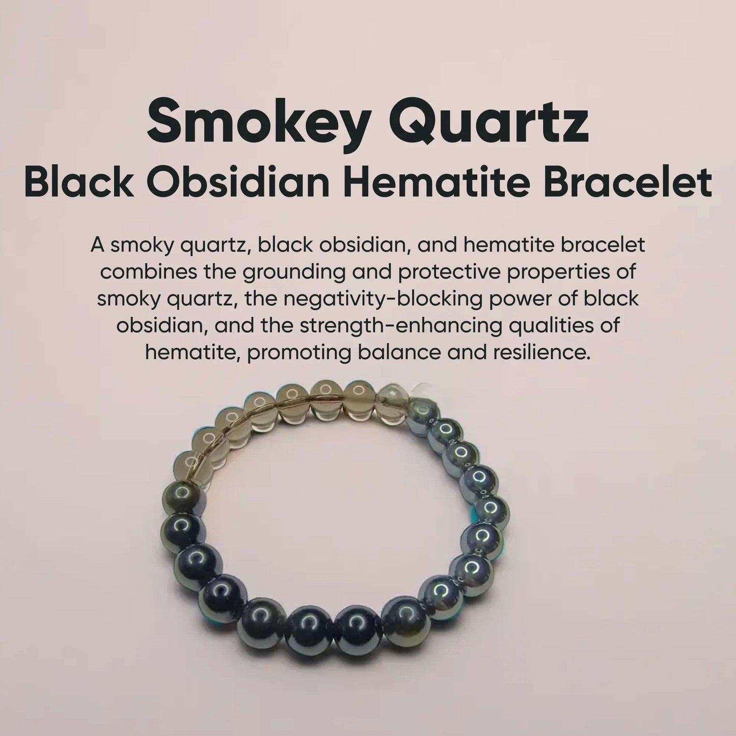 Triple Protection Bracelet with Smoky Quartz, Black Obsidian & Hematite