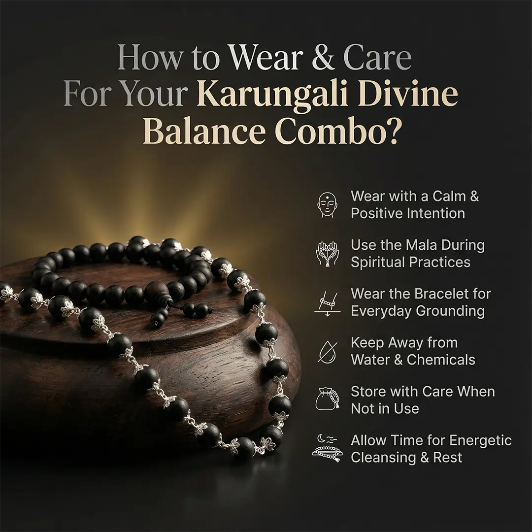Karungali Divine Balance Combo - Karungali Mala + Bracelet