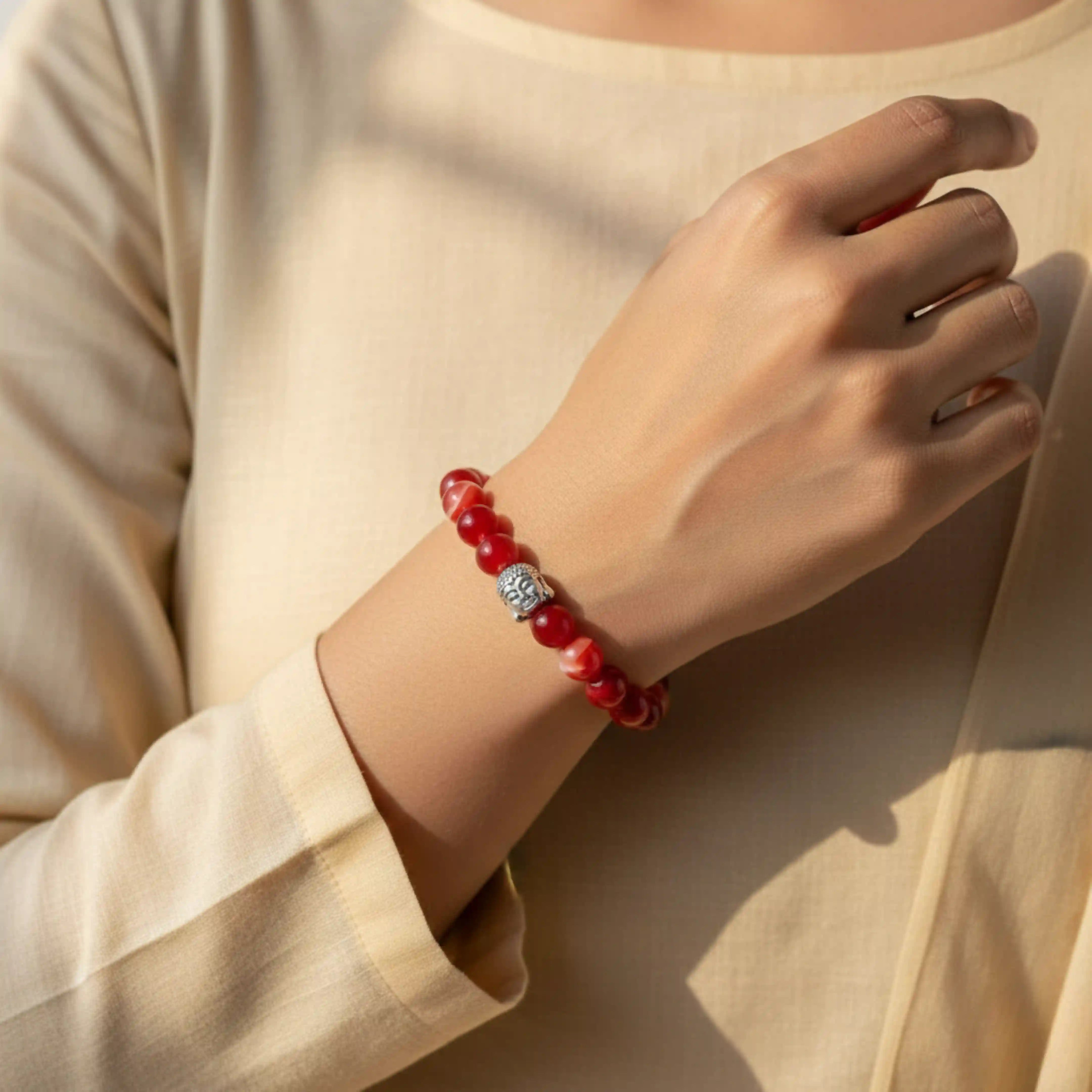 Carnelian Bracelet with Buddha Charm