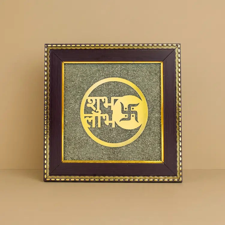 Shubh Labh On Raw Pyrite Frame