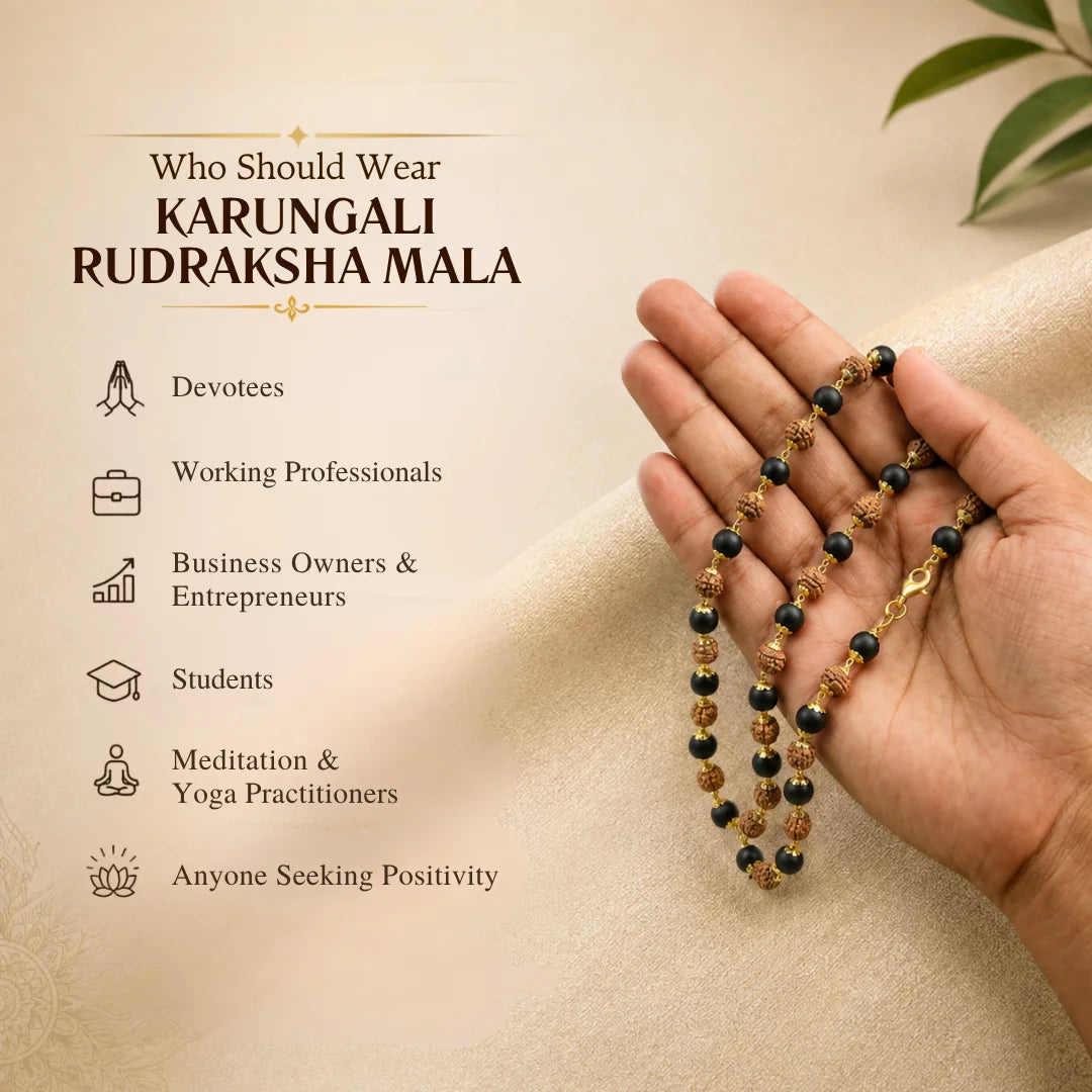 Gold Plated Karungali Rudraksha Mala