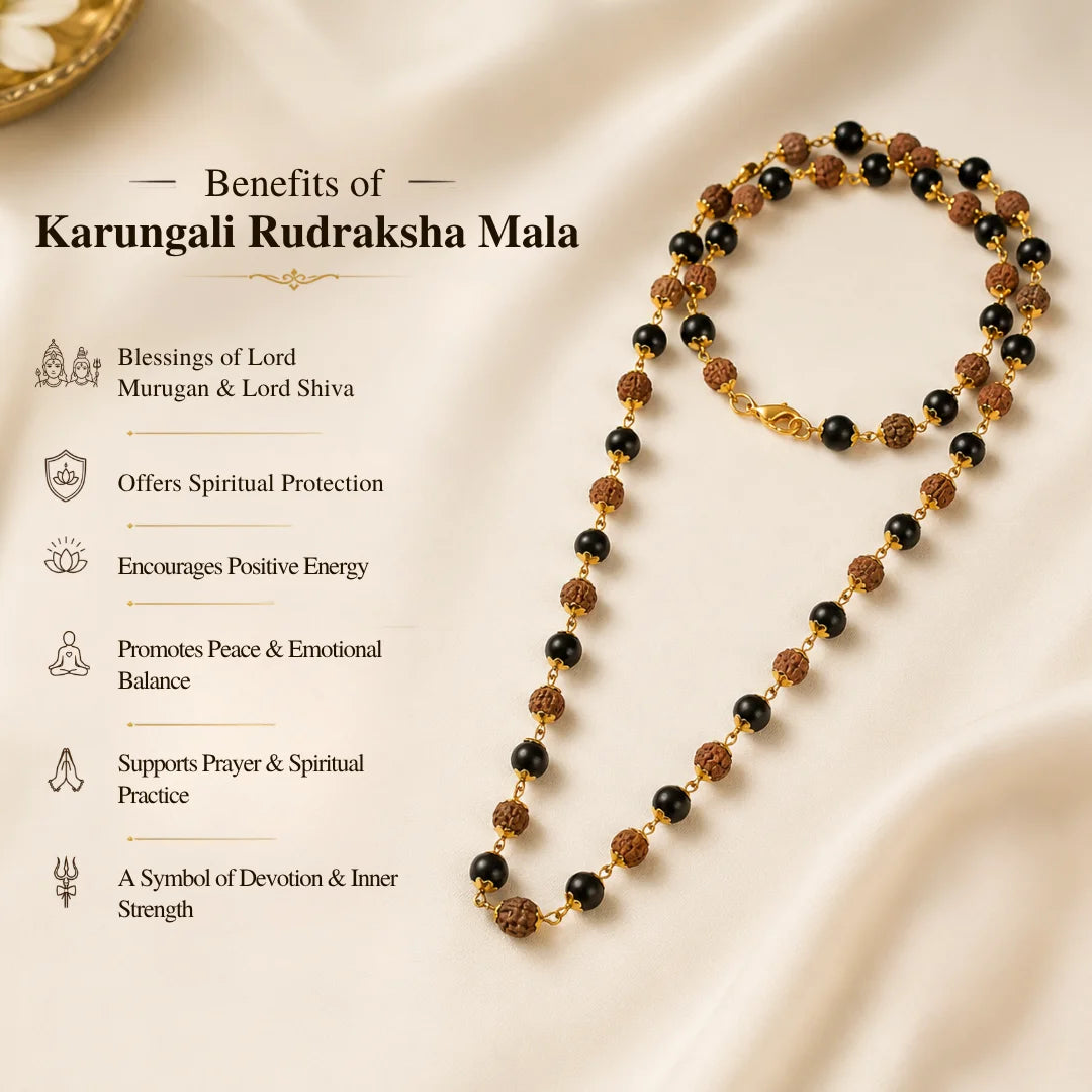 Gold Plated Karungali Rudraksha Mala