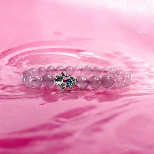 Love Attraction Bracelet with Evil Eye - Rose Quartz