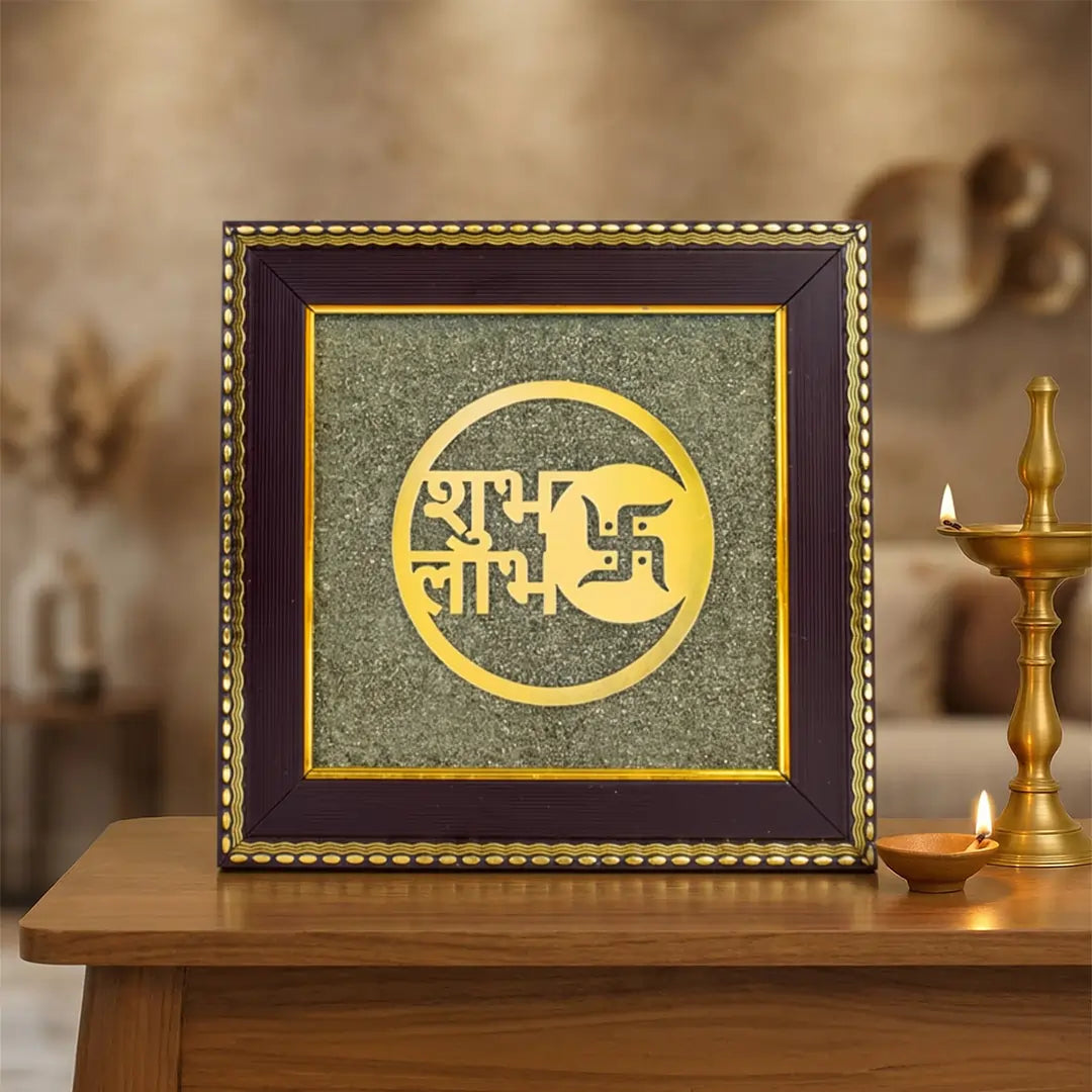 Shubh Labh On Raw Pyrite Frame