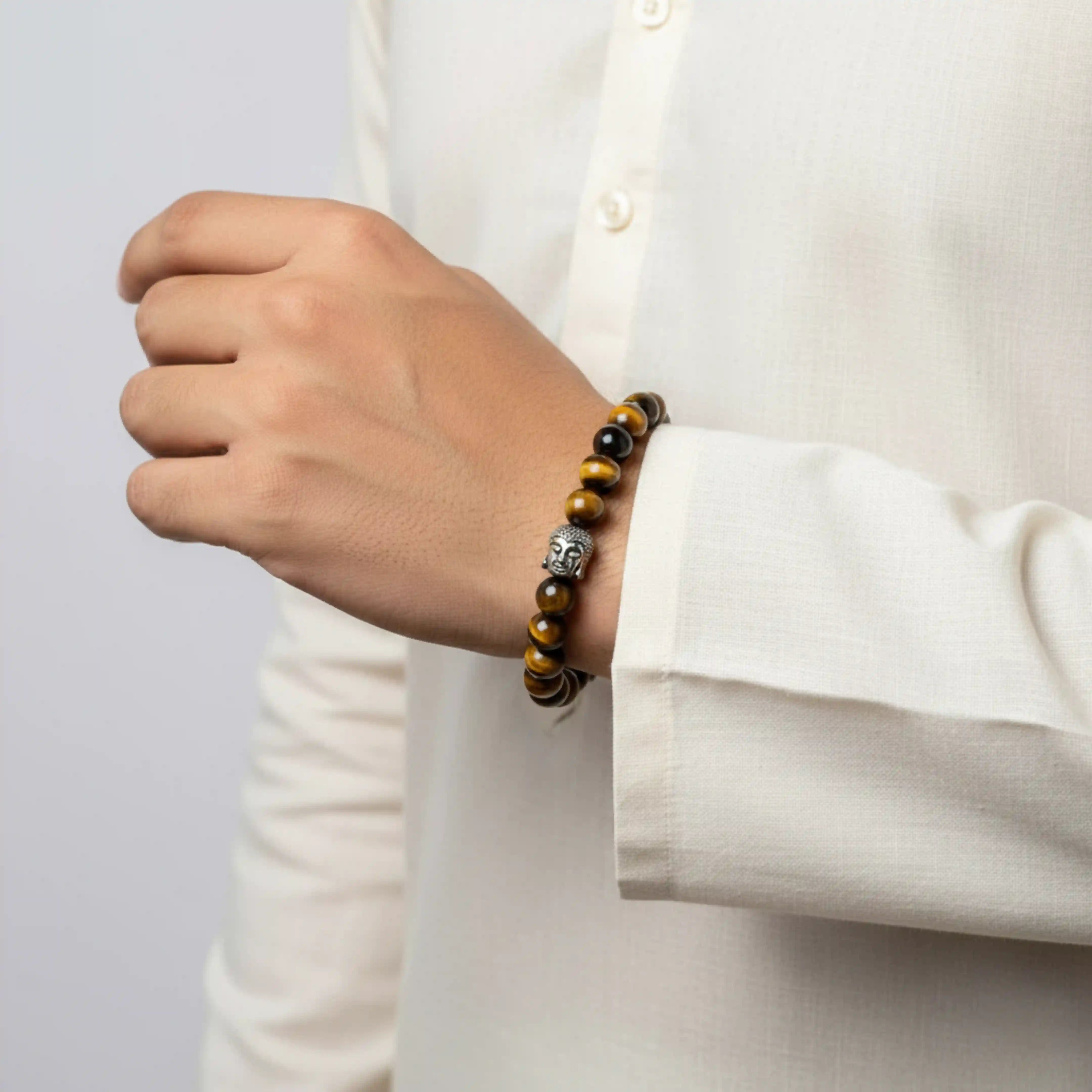 Tiger Eye Bracelet with Buddha Charm